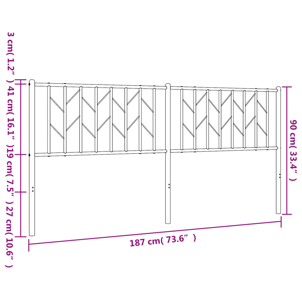 vidaXL Cabecero de metal negro 180 cm