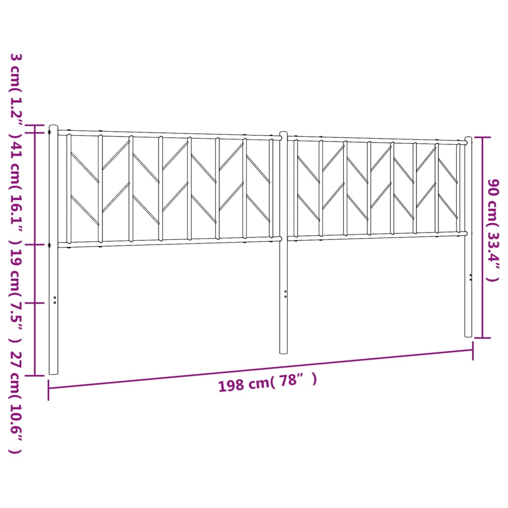 vidaXL Cabecero de metal negro 193 cm