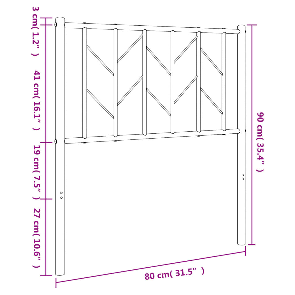 vidaXL Cabecero de metal blanco 75 cm