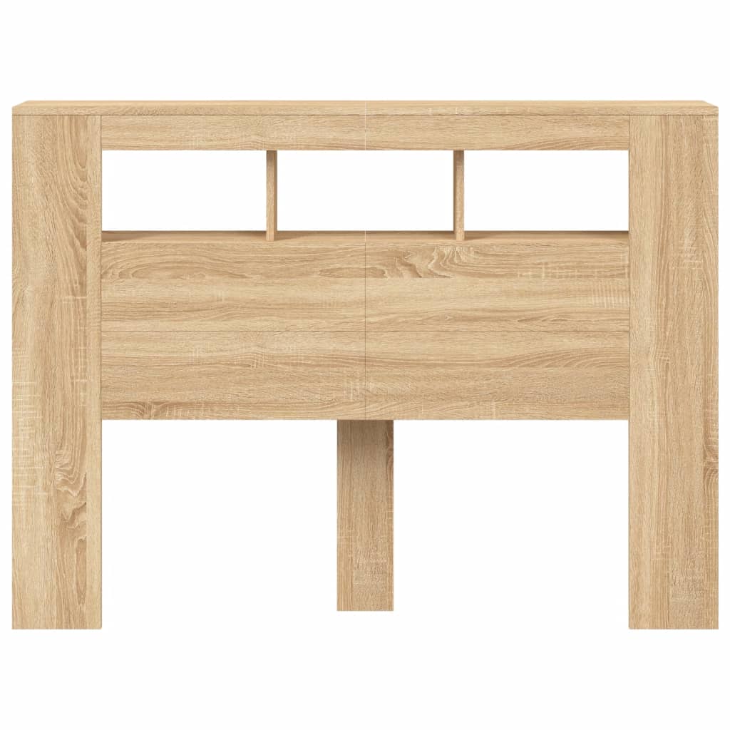 vidaXL Cabecero LED madera ingeniería roble Sonoma 140x18,5x103,5 cm