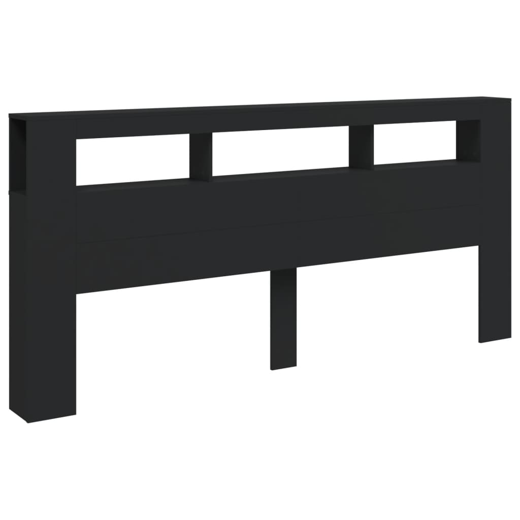 vidaXL Cabecero con LED madera de ingeniería negro 220x18,5x103,5 cm