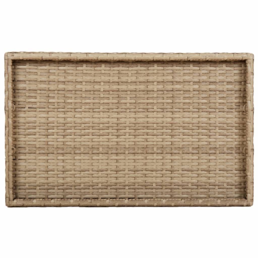 vidaXL Mesa con bandeja plegable ratán sintético beige 65x40x75 cm