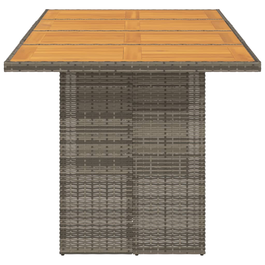 vidaXL Mesa de jardín superficie de madera ratán PE gris 190x80x74 cm