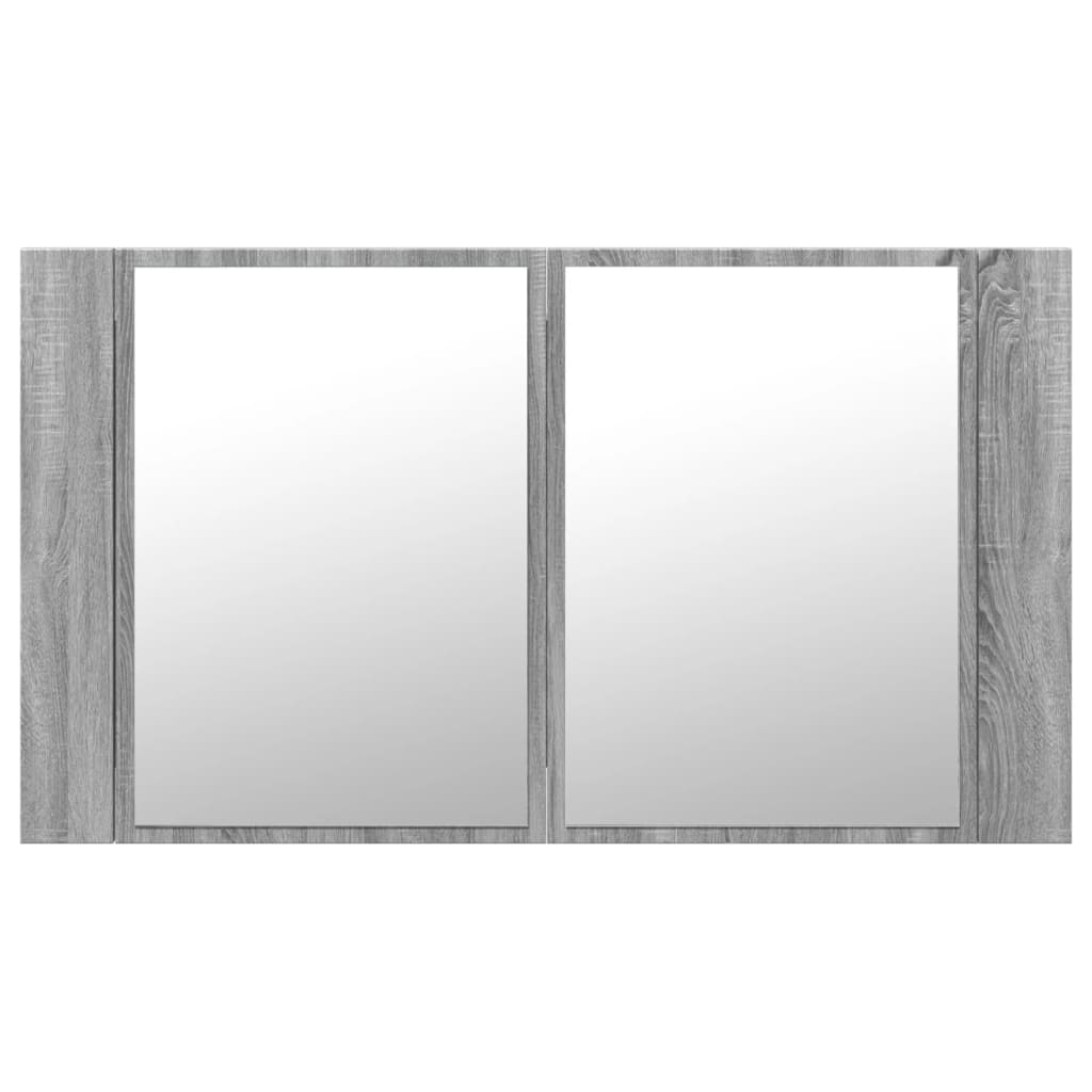 vidaXL Armario espejo de baño con luz LED acrílico gris 80x12x45 cm