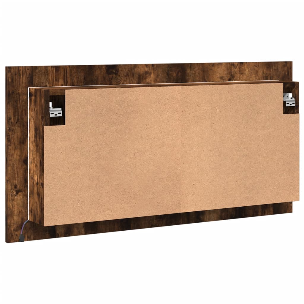 vidaXL Armario espejo de baño LED acrílico roble ahumado 90x12x45 cm