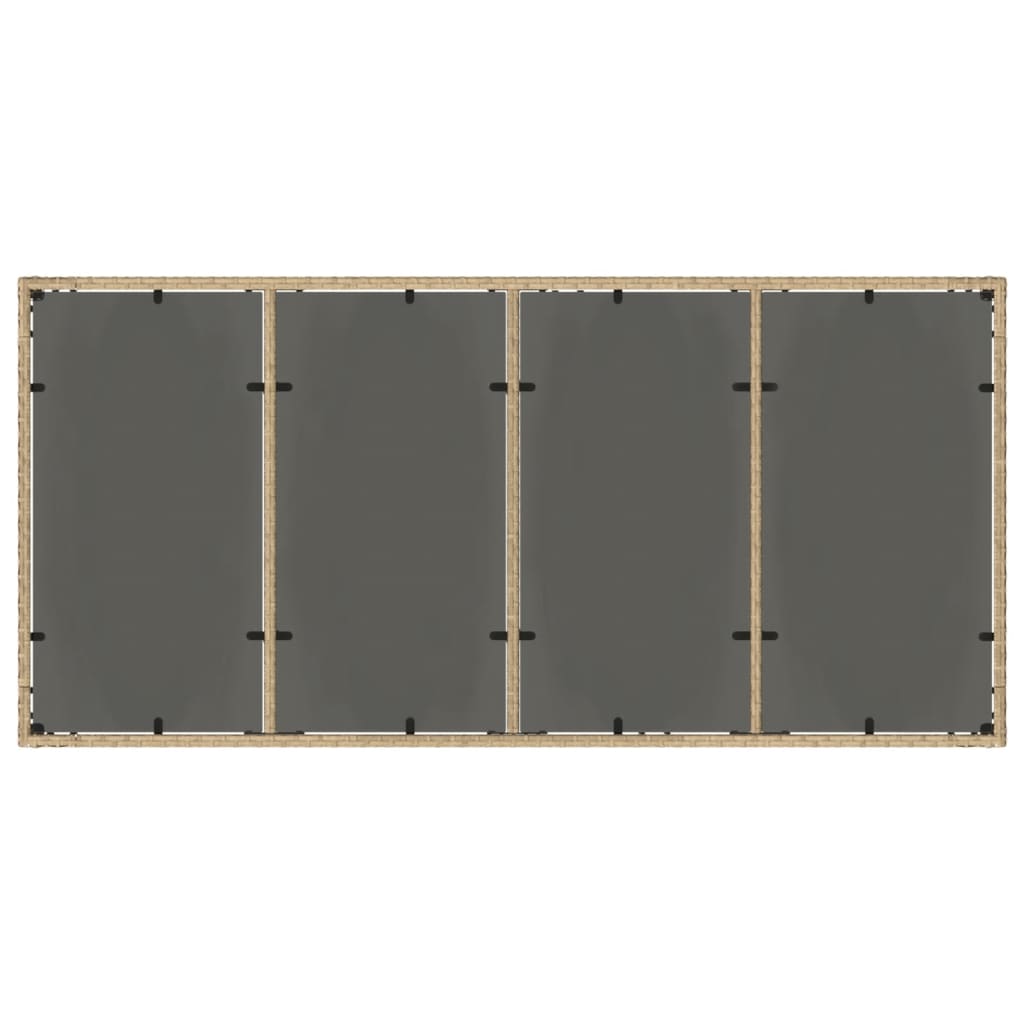 vidaXL Mesa de jardín superficie de vidrio ratán PE beige 190x90x75 cm