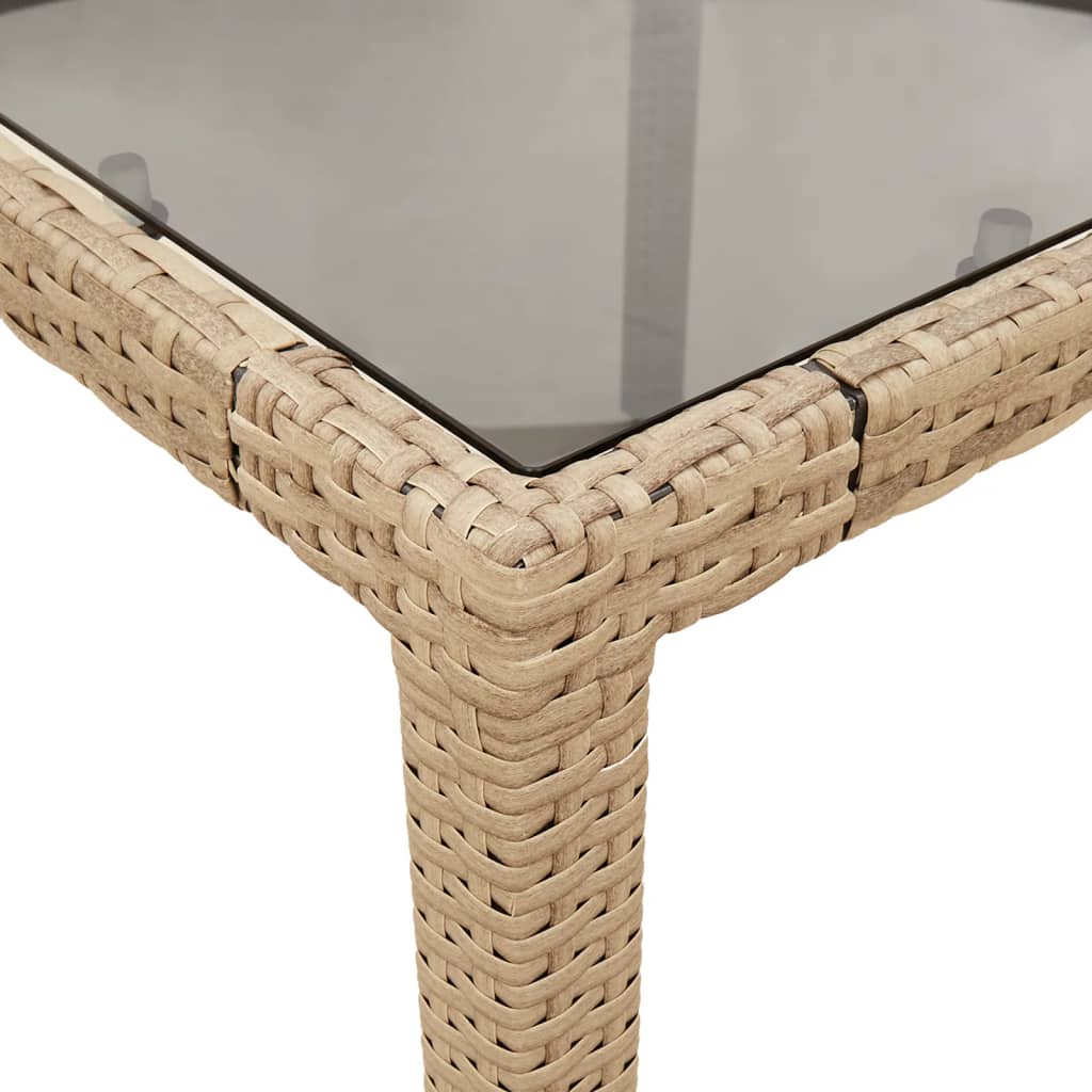 vidaXL Mesa de jardín superficie de vidrio ratán PE beige 190x90x75 cm