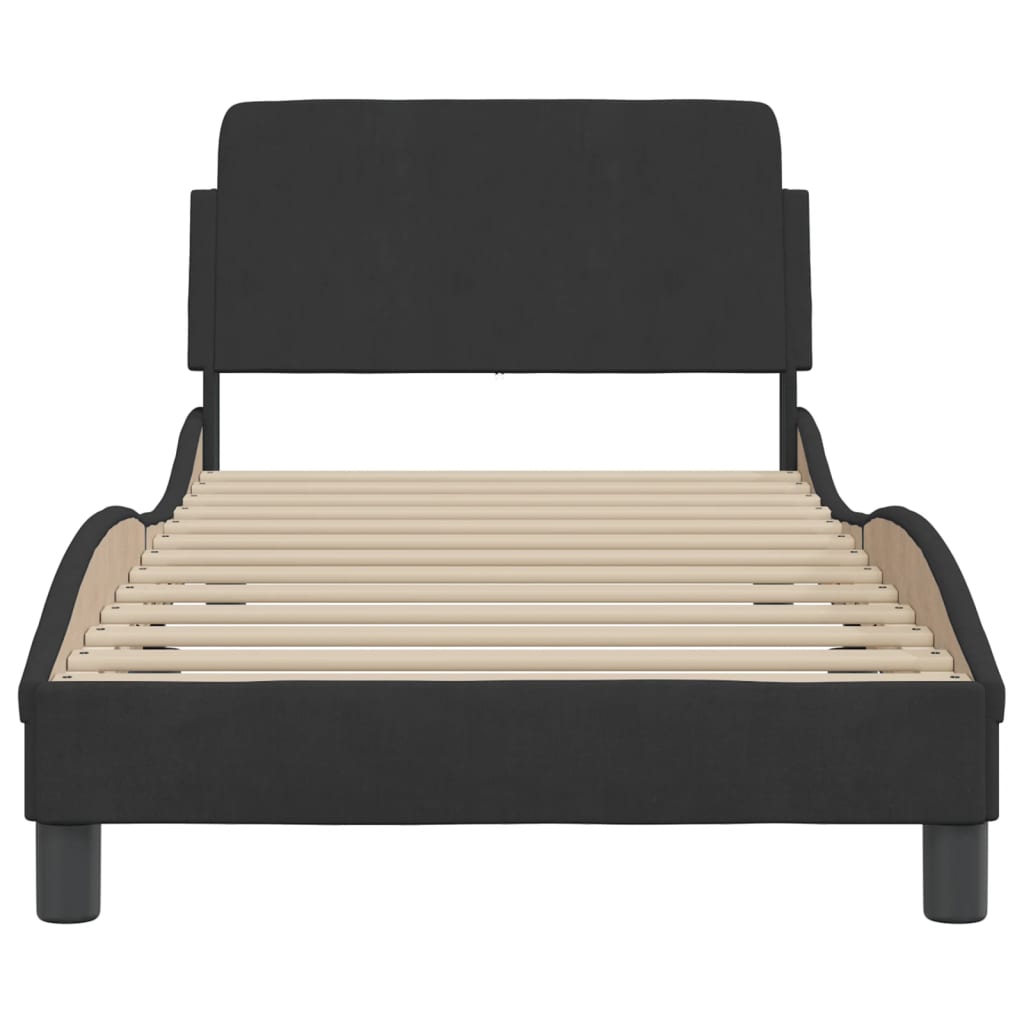 vidaXL Cama con cabecero sin colchón terciopelo negro 90x190 cm