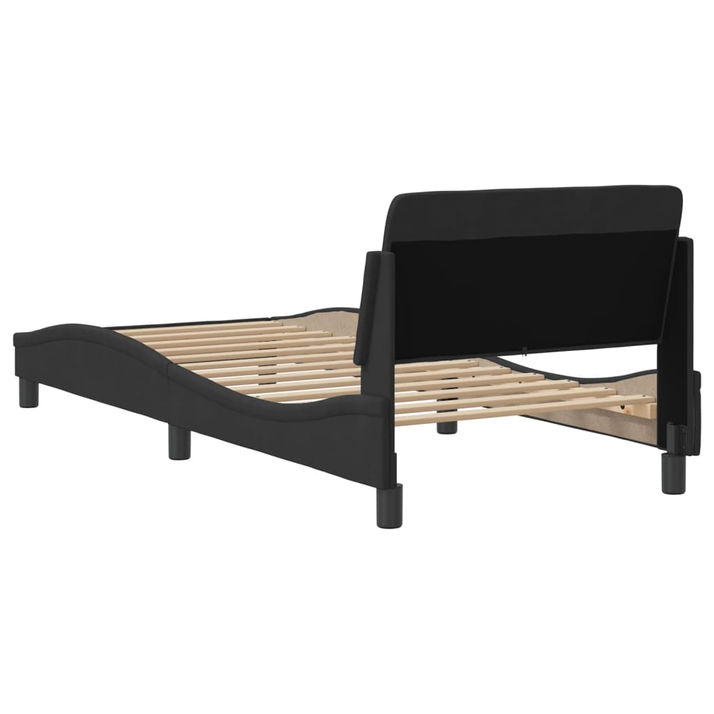 vidaXL Cama con cabecero sin colchón terciopelo negro 90x190 cm