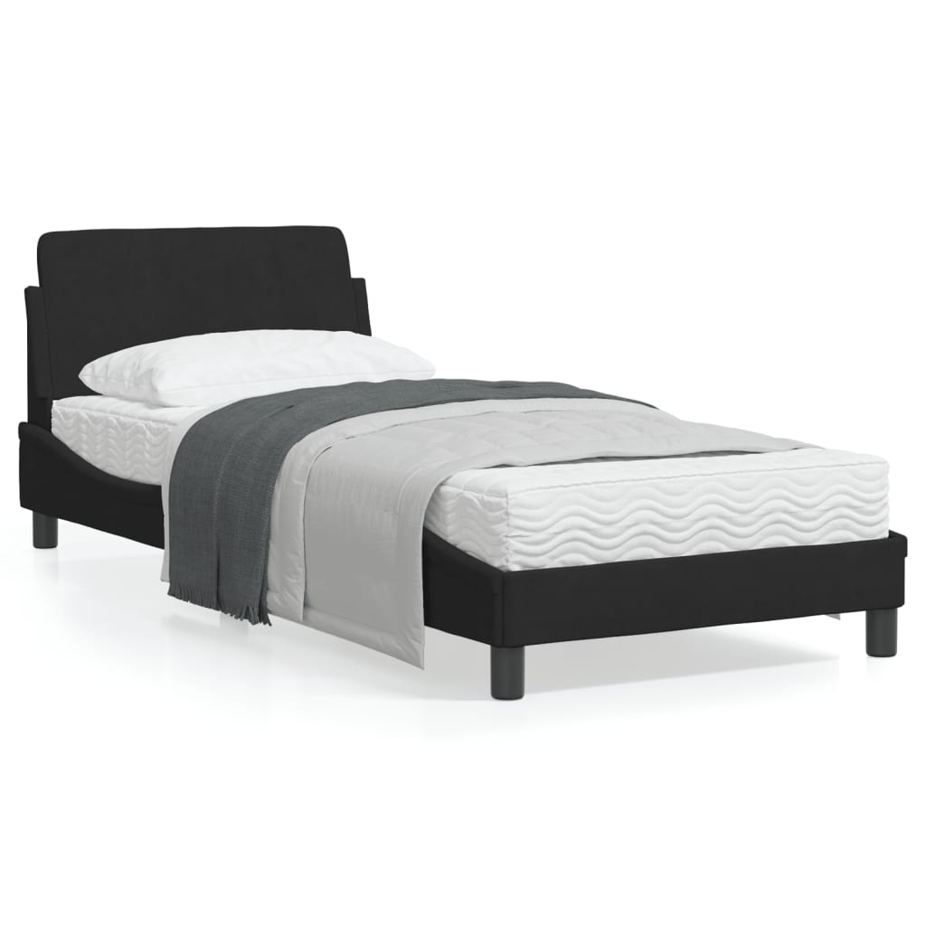 vidaXL Cama con cabecero sin colchón terciopelo negro 90x190 cm