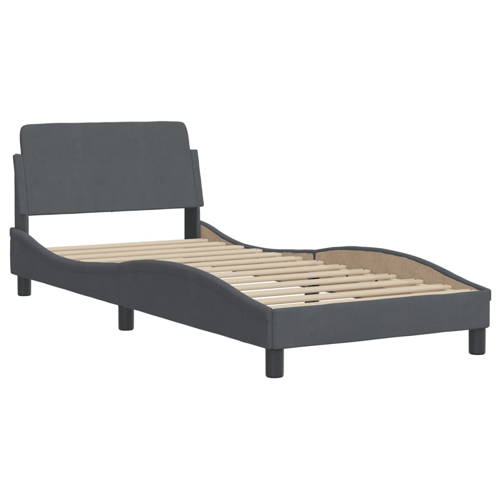 vidaXL Estructura de cama sin colchón terciopelo gris oscuro 90x200 cm