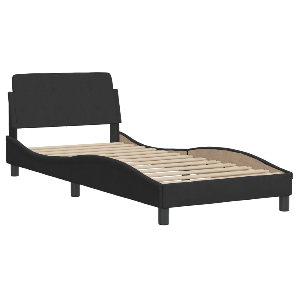 vidaXL Cama con cabecero sin colchón terciopelo negro 90x200 cm