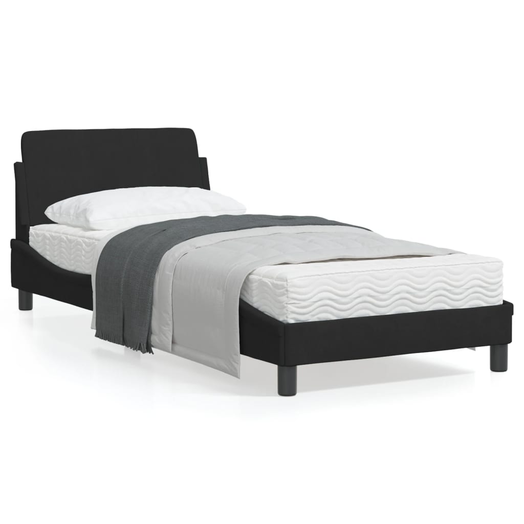 vidaXL Cama con cabecero sin colchón terciopelo negro 90x200 cm