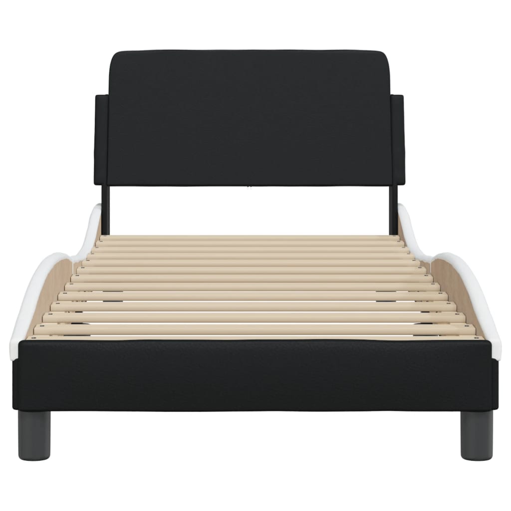 vidaXL Cama sin colchón cuero sintético negro blanco 90x200 cm