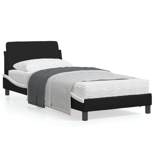 vidaXL Cama sin colchón cuero sintético negro blanco 90x200 cm