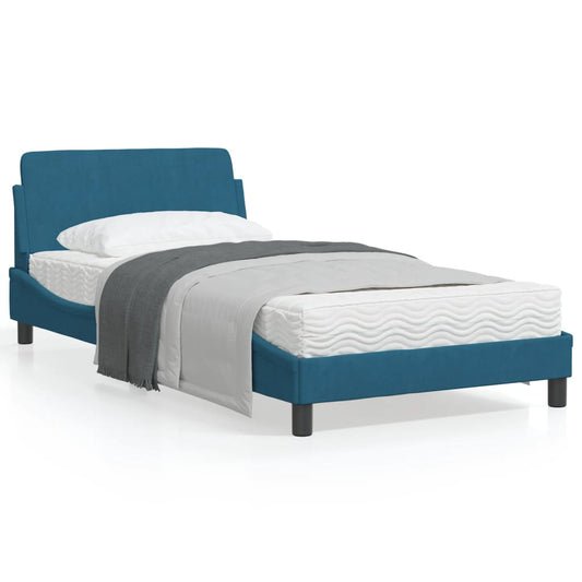 vidaXL Cama con cabecero sin colchón terciopelo azul 100x200 cm