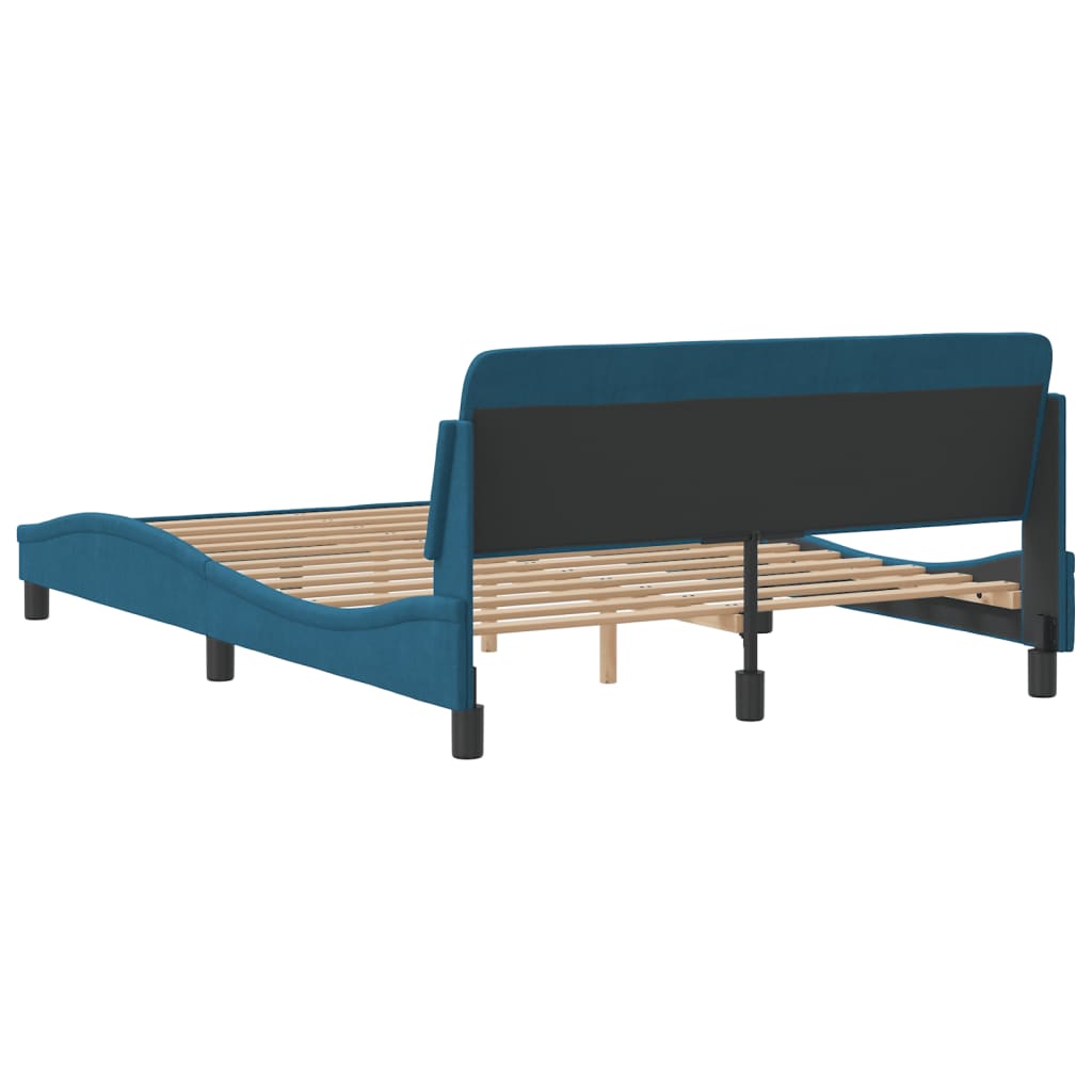 vidaXL Cama con cabecero sin colchón terciopelo azul 120x200 cm