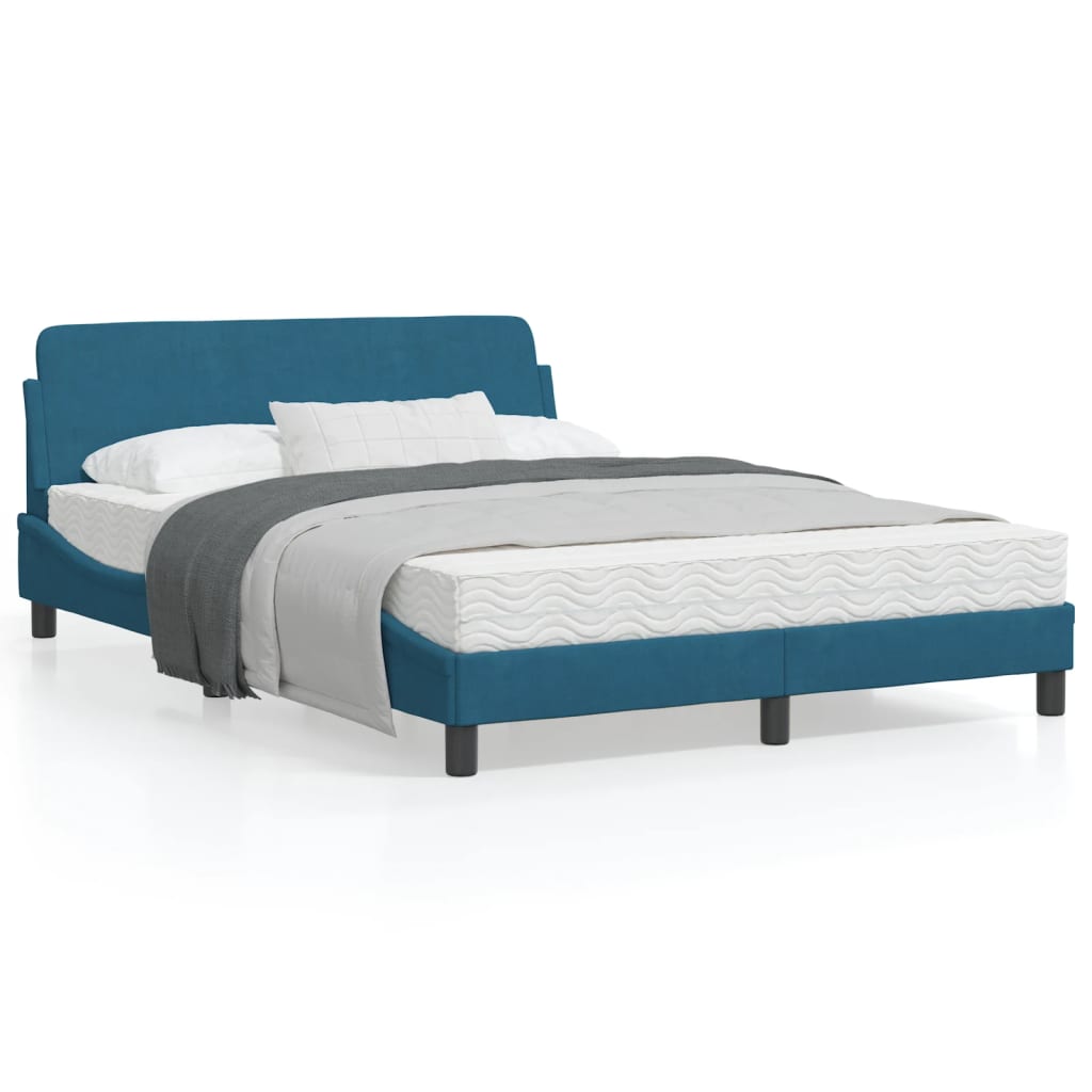 vidaXL Cama con cabecero sin colchón terciopelo azul 120x200 cm