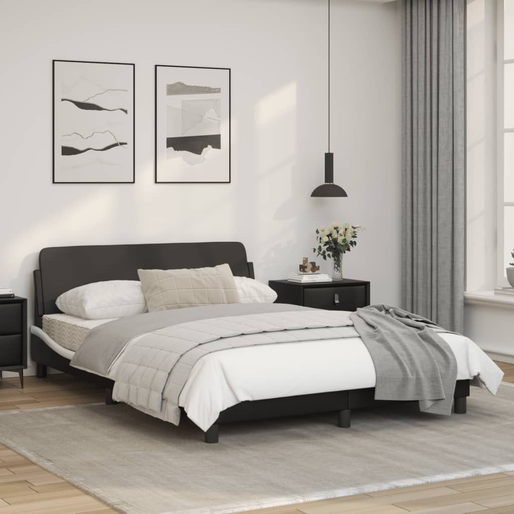 vidaXL Cama sin colchón cuero sintético negro blanco 120x200 cm