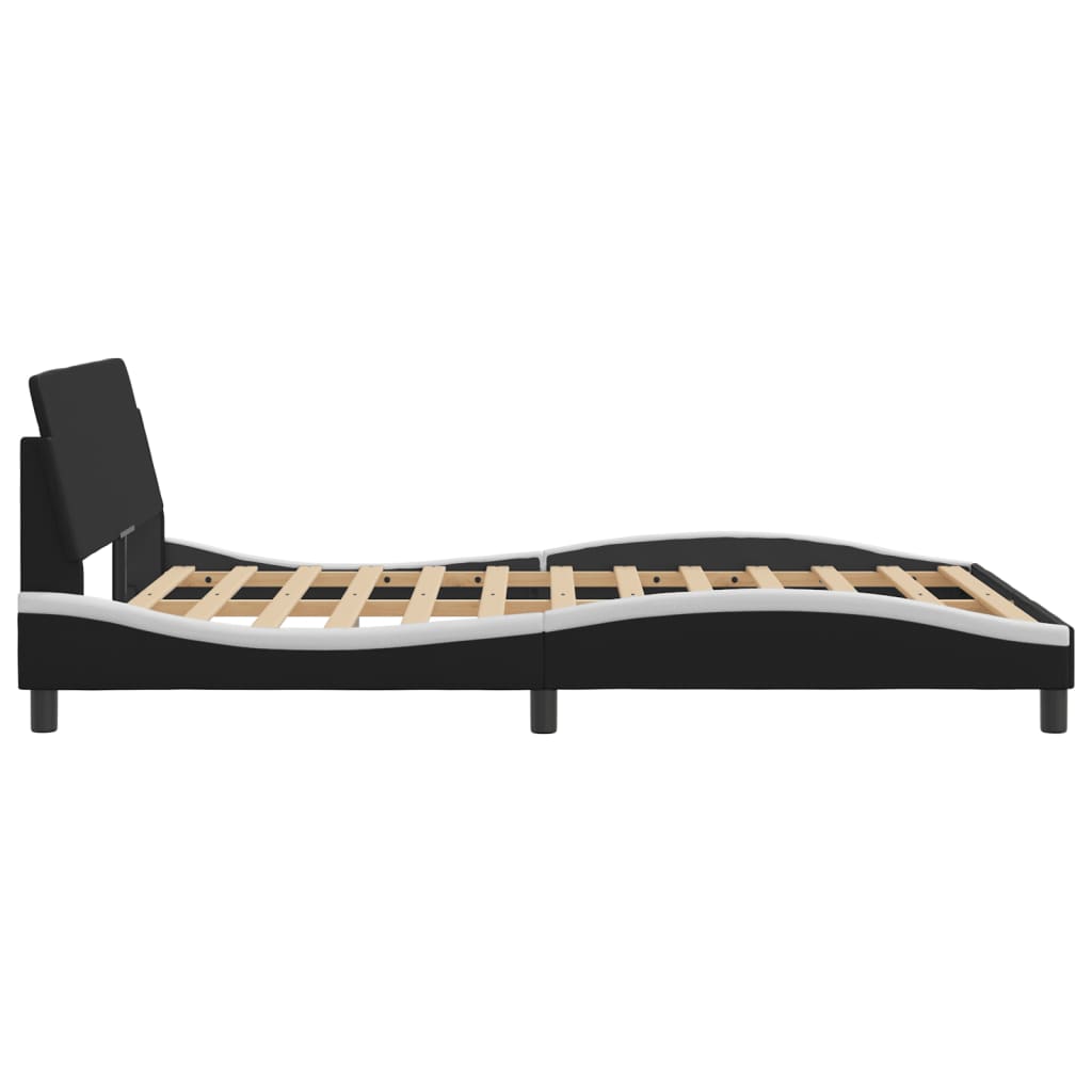 vidaXL Cama sin colchón cuero sintético negro blanco 120x200 cm