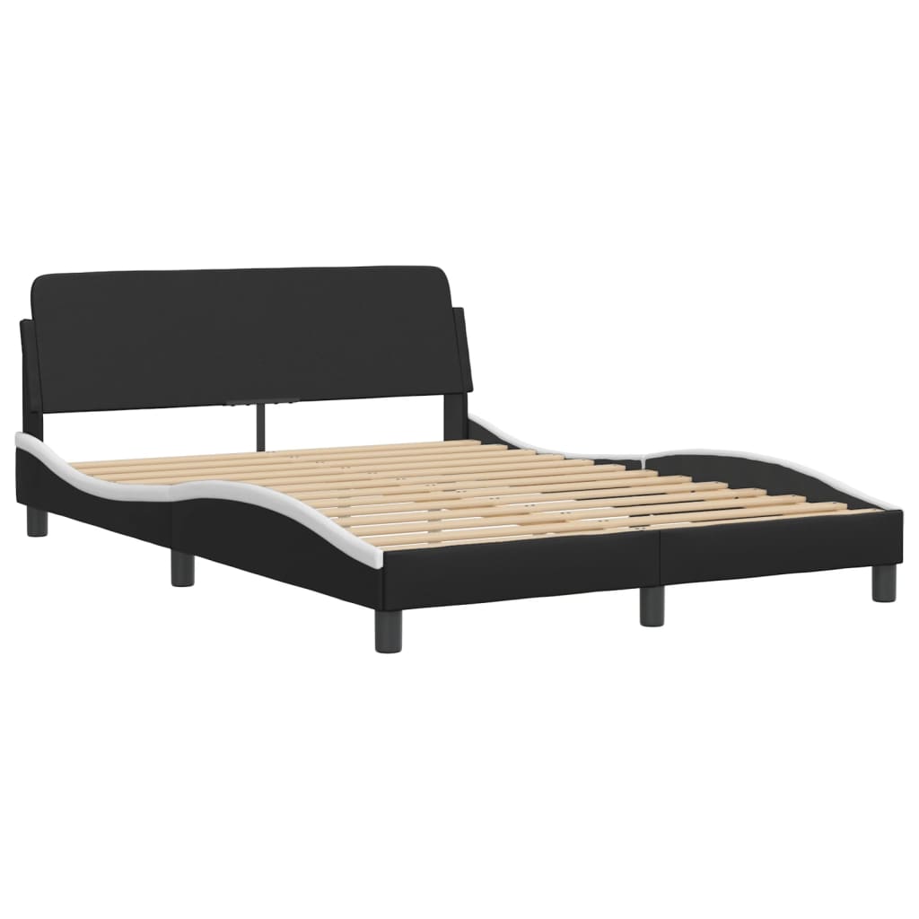 vidaXL Cama sin colchón cuero sintético negro blanco 140x200 cm