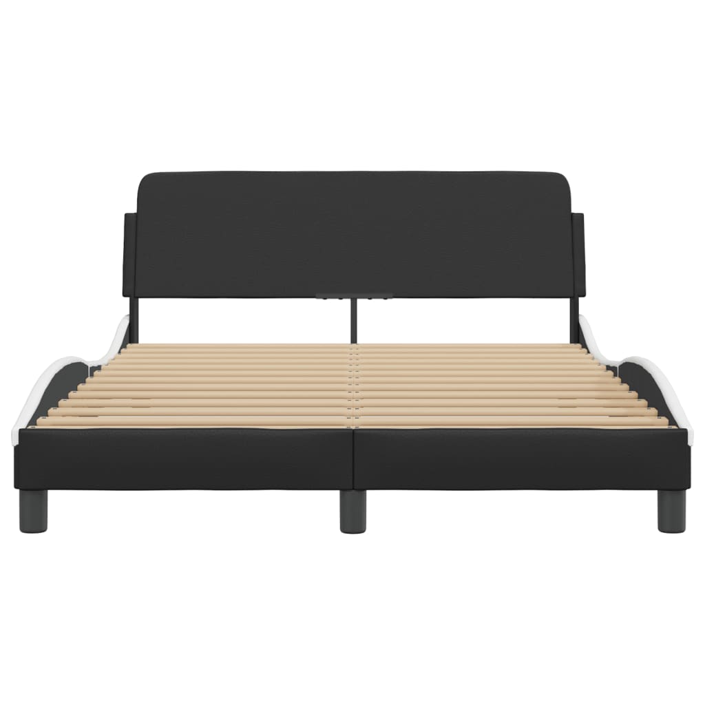 vidaXL Cama sin colchón cuero sintético negro blanco 140x200 cm