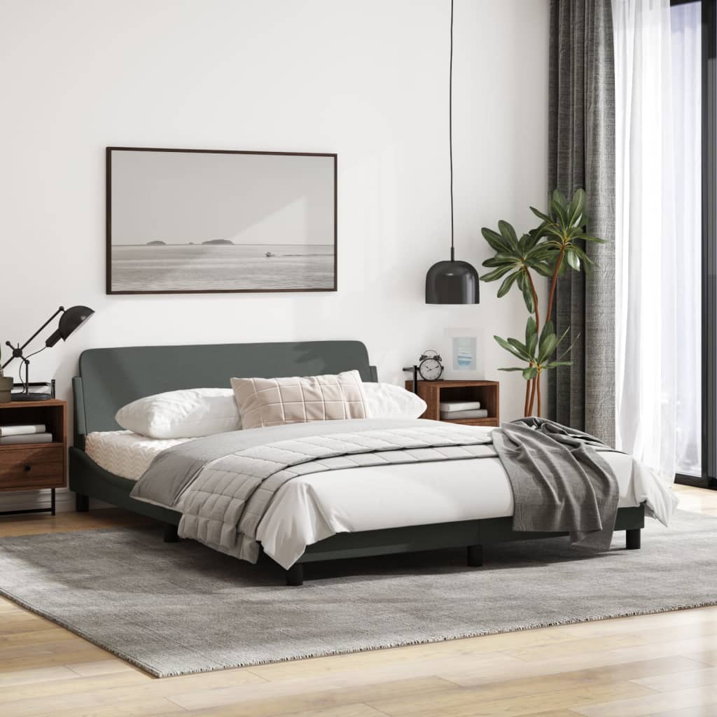 vidaXL Cama sin colchón de tela gris oscuro 160x200 cm