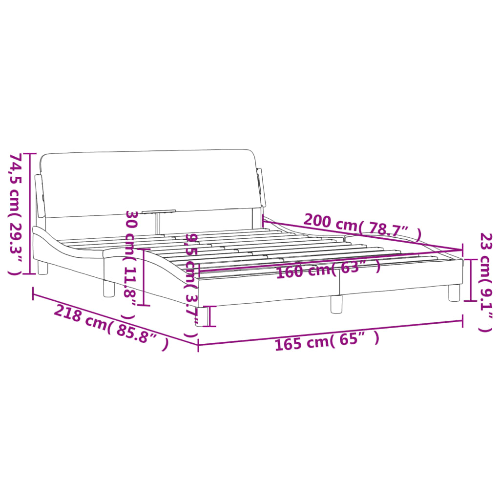 vidaXL Cama sin colchón de tela gris oscuro 160x200 cm