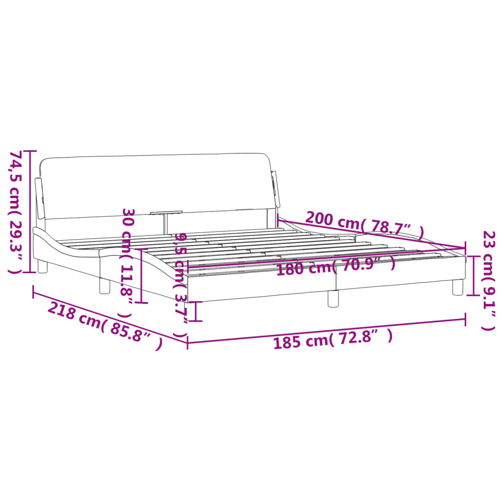 vidaXL Estructura de cama sin colchón terciopelo gris oscuro 180x200cm