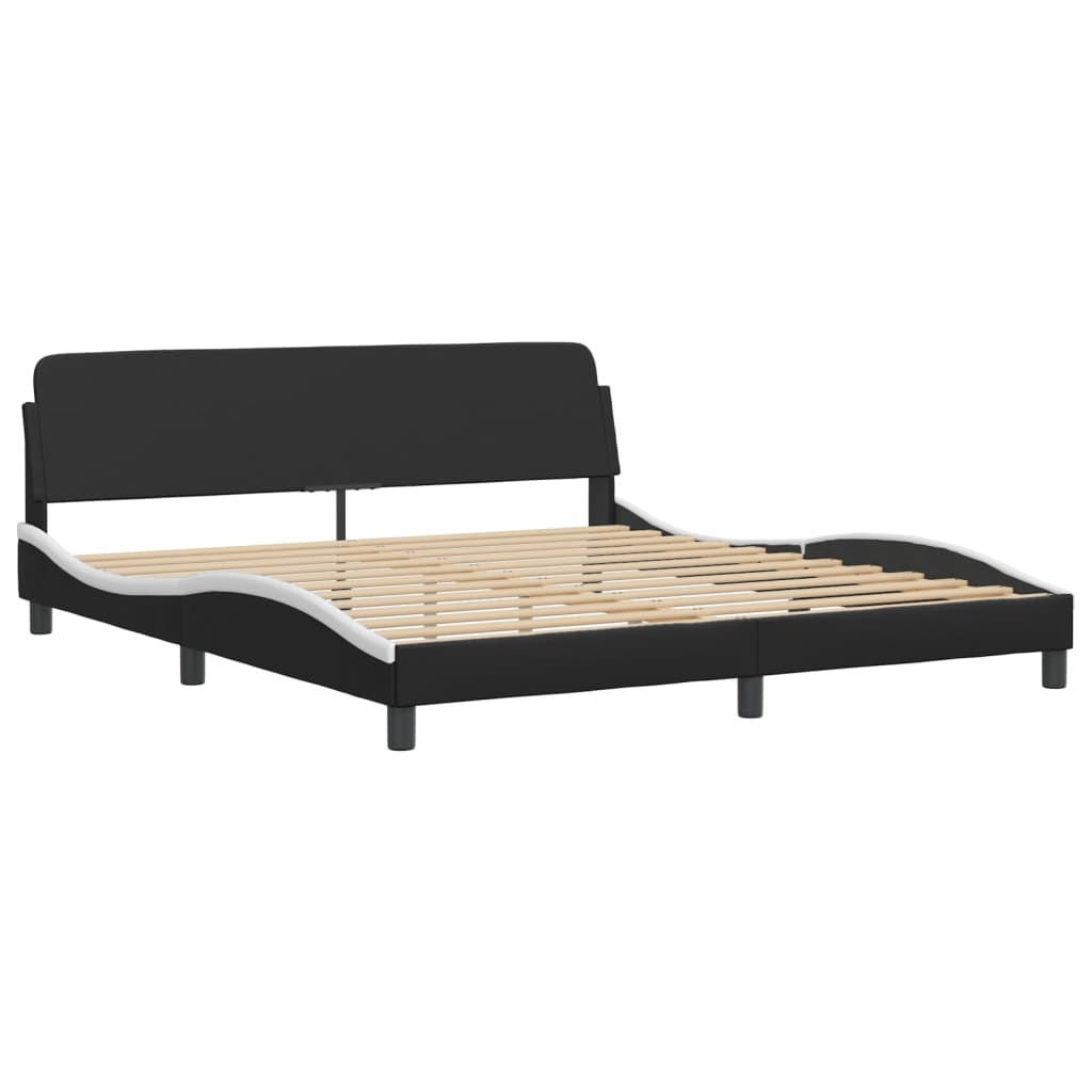 vidaXL Cama sin colchón cuero sintético negro blanco 180x200 cm