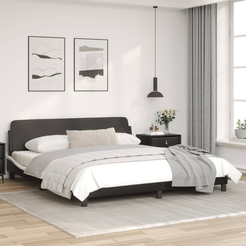 vidaXL Cama sin colchón cuero sintético negro blanco 180x200 cm