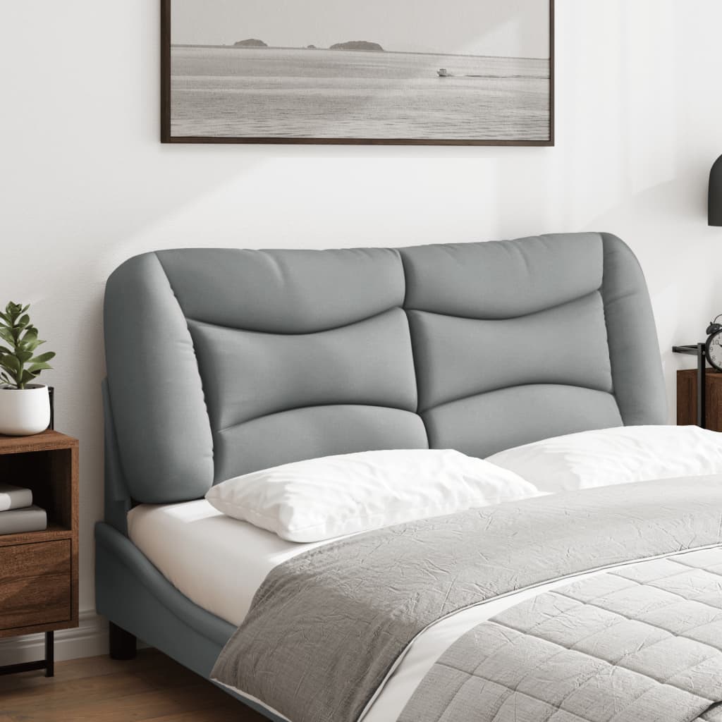 vidaXL Cabecero de cama acolchado tela gris claro 140 cm