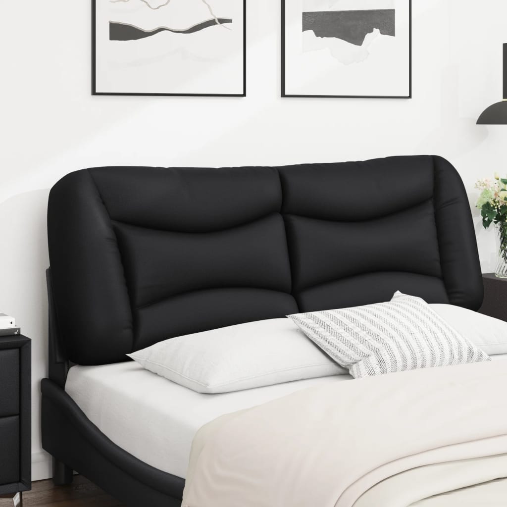 vidaXL Cabecero de cama acolchado cuero sintético negro 140 cm