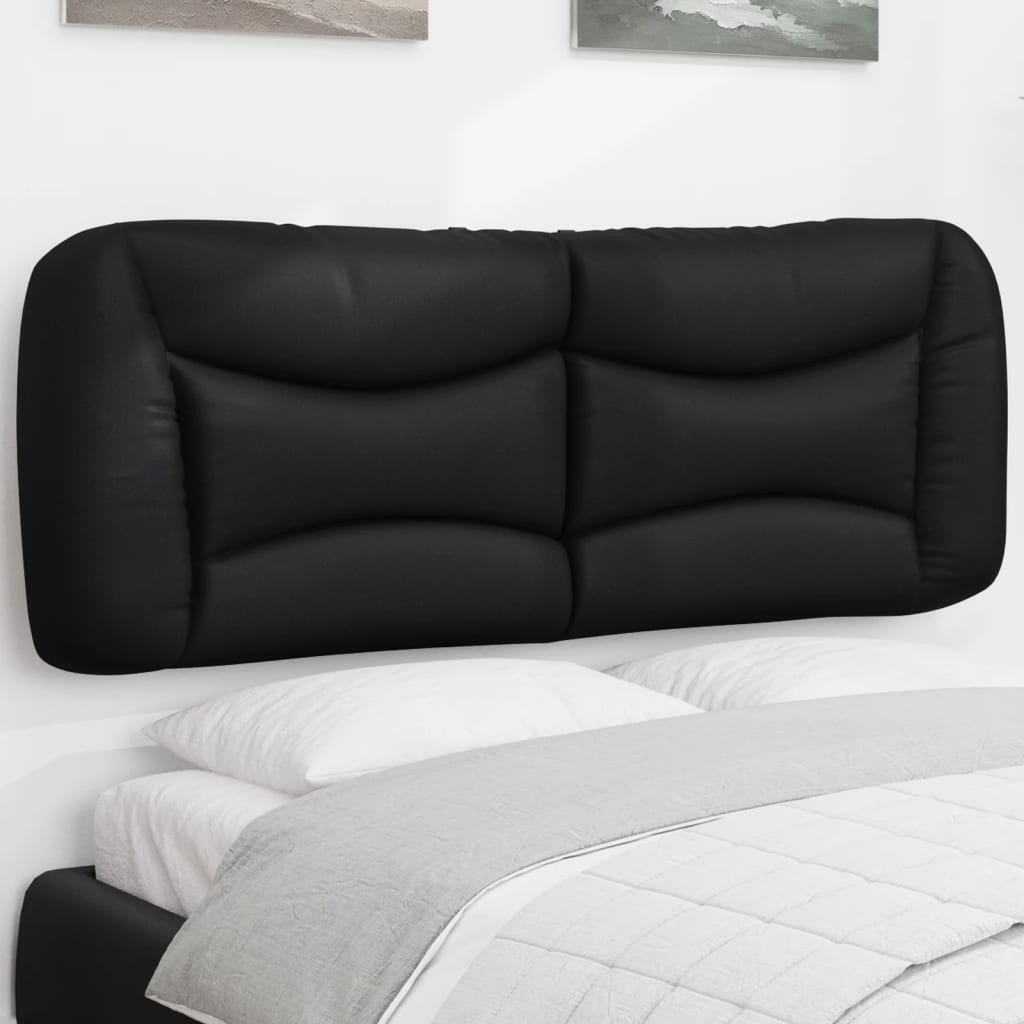 vidaXL Cabecero de cama acolchado cuero sintético negro 140 cm