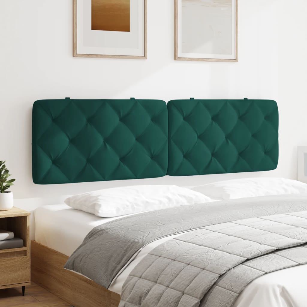 vidaXL Cabecero de cama acolchado terciopelo verde oscuro 180 cm