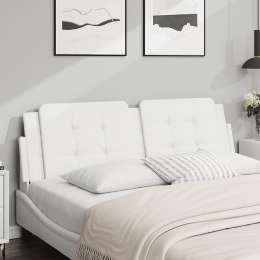 vidaXL Cabecero de cama acolchado cuero sintético blanco 160 cm