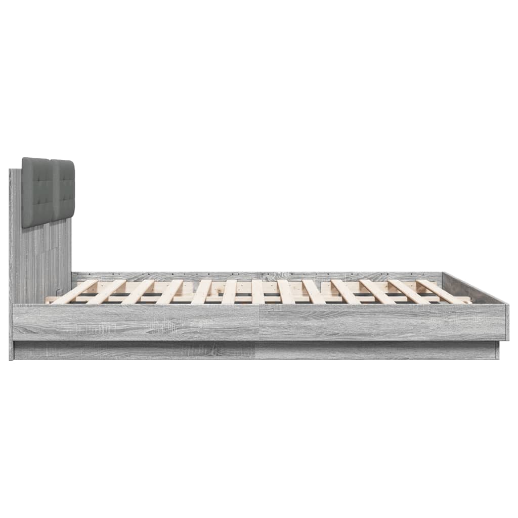 vidaXL Cama con cabecero madera ingeniería gris Sonoma 200x200 cm