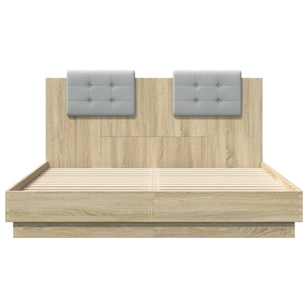 vidaXL Cama con cabecero madera de ingeniería roble Sonoma 120x200 cm