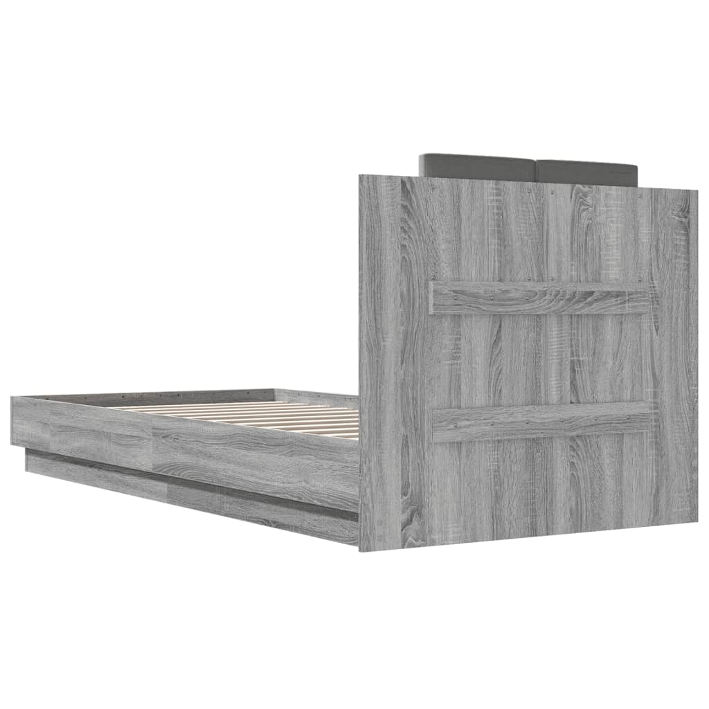 vidaXL Cama con cabecero madera de ingeniería gris Sonoma 100x200 cm