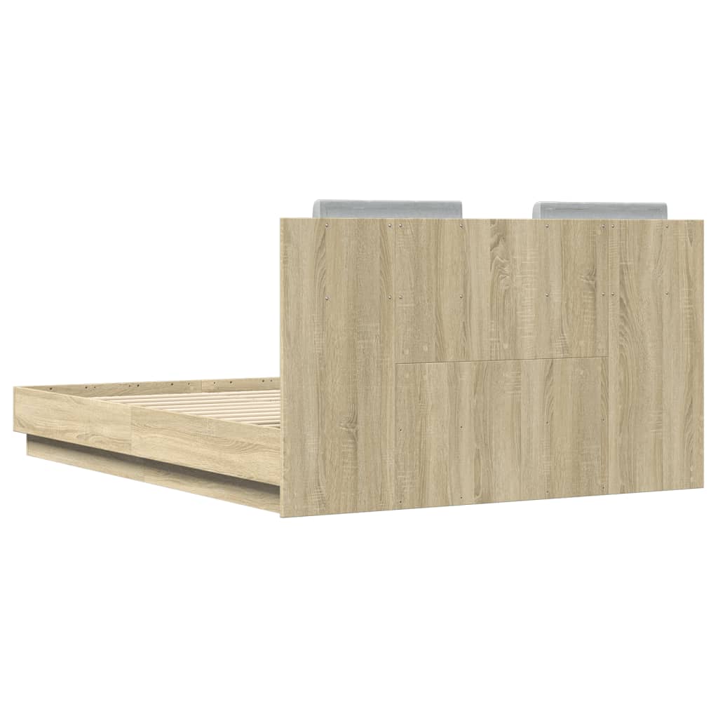 vidaXL Cama con cabecero madera de ingeniería roble Sonoma 140x190 cm