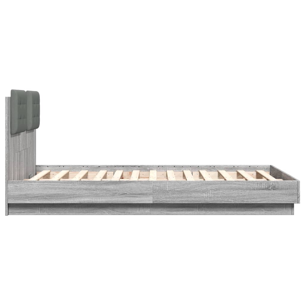 vidaXL Cama con cabecero madera de ingeniería gris Sonoma 135x190 cm