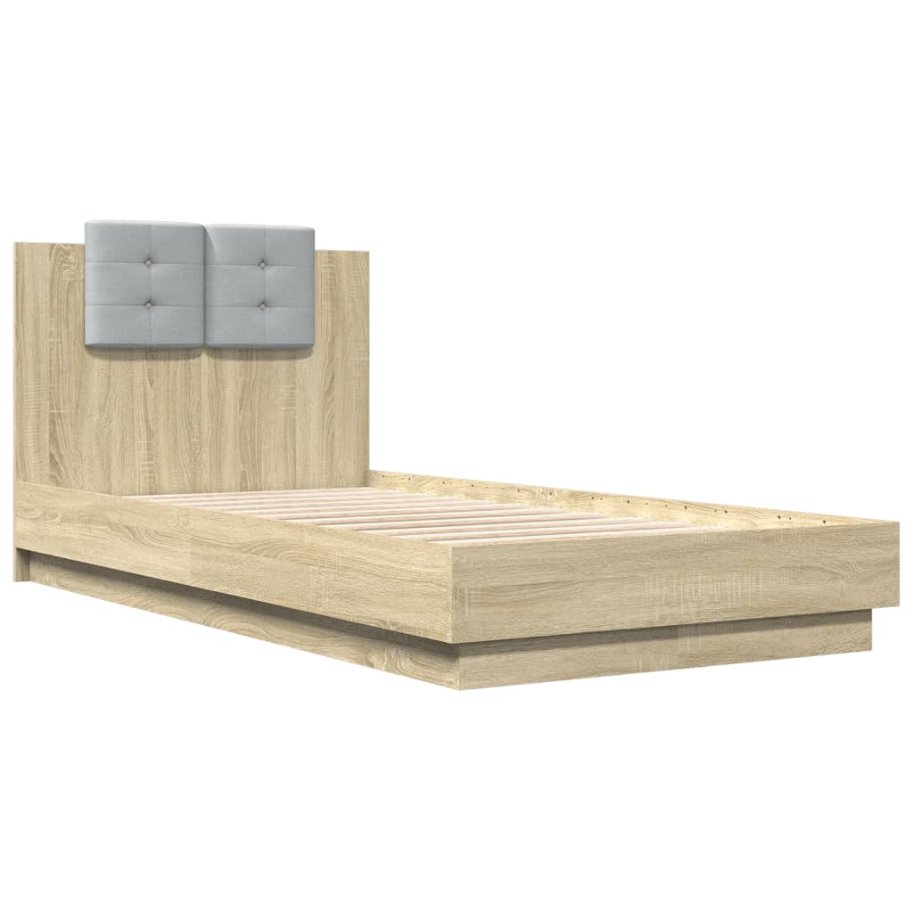 vidaXL Cama con cabecero madera de ingeniería roble Sonoma 90x190 cm