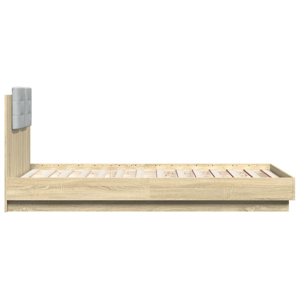 vidaXL Cama con cabecero madera de ingeniería roble Sonoma 90x190 cm