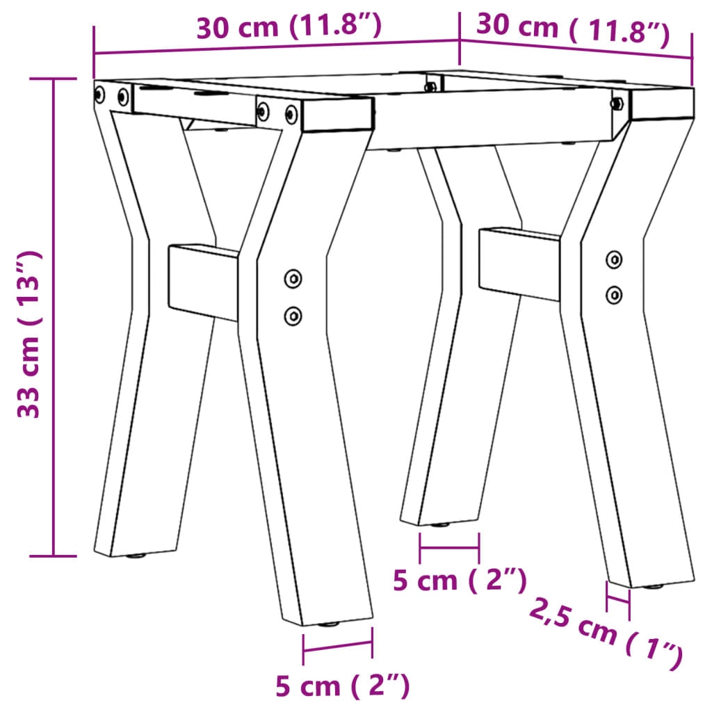 vidaXL Patas de mesa de centro estructura Y acero 30x30x33 cm