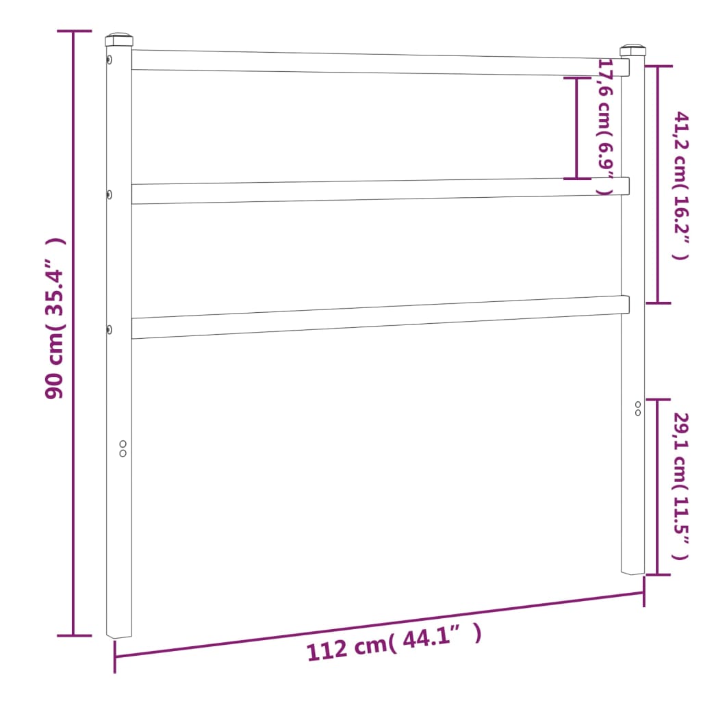 vidaXL Cabecero de metal negro 107 cm