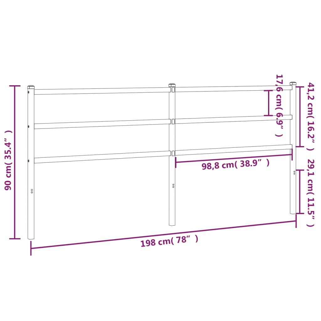 vidaXL Cabecero de metal negro 193 cm