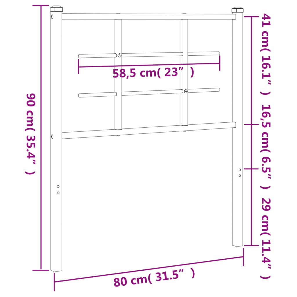 vidaXL Cabecero de metal negro 75 cm