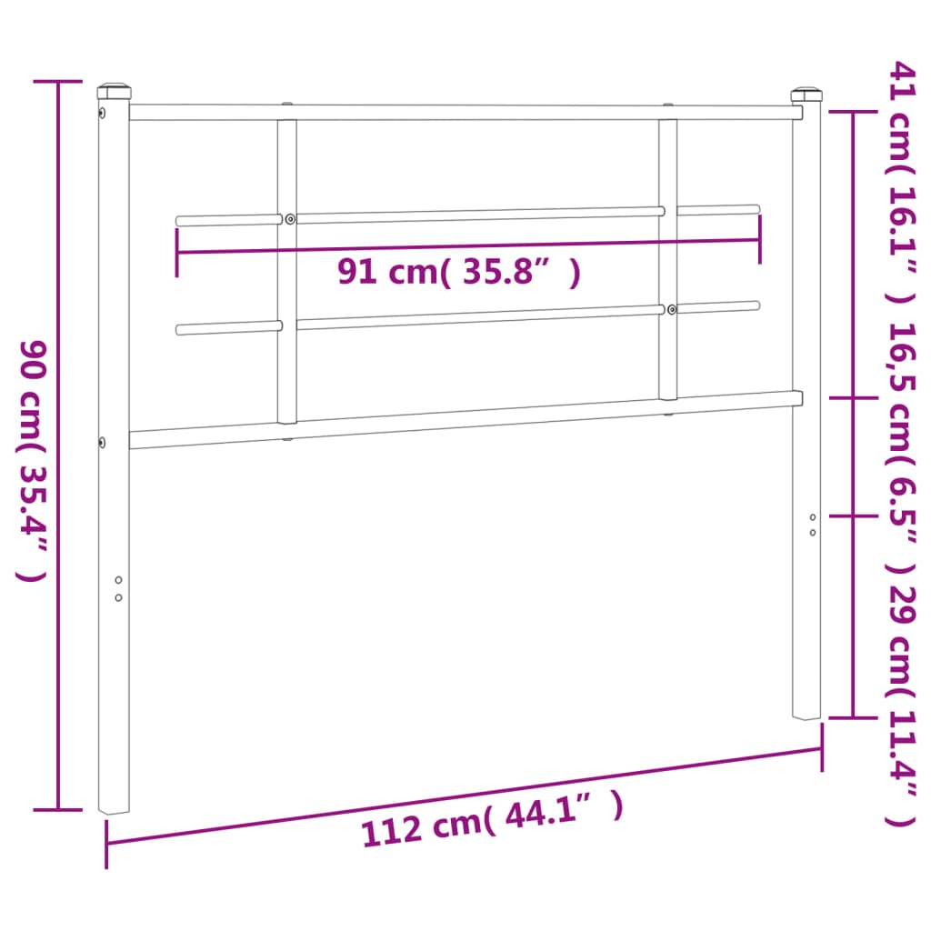 vidaXL Cabecero de metal negro 107 cm