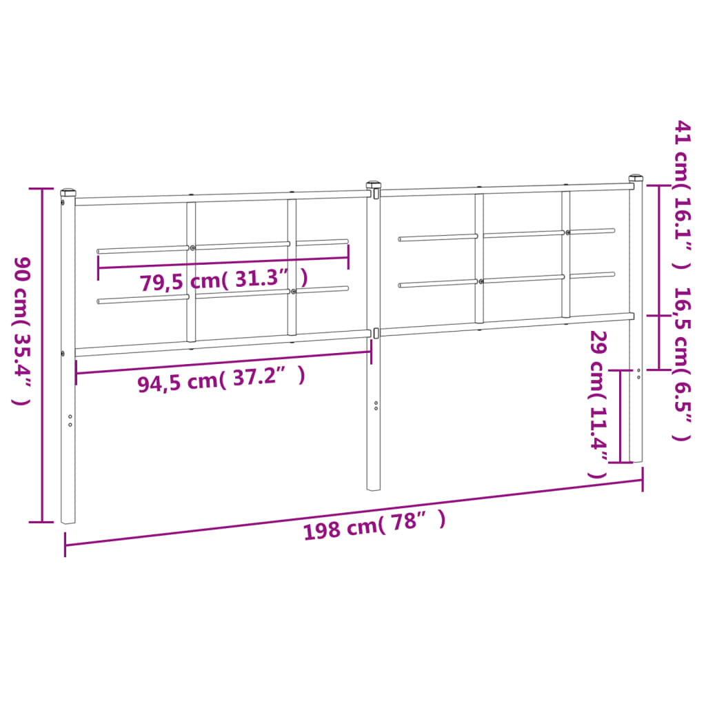 vidaXL Cabecero de metal negro 193 cm