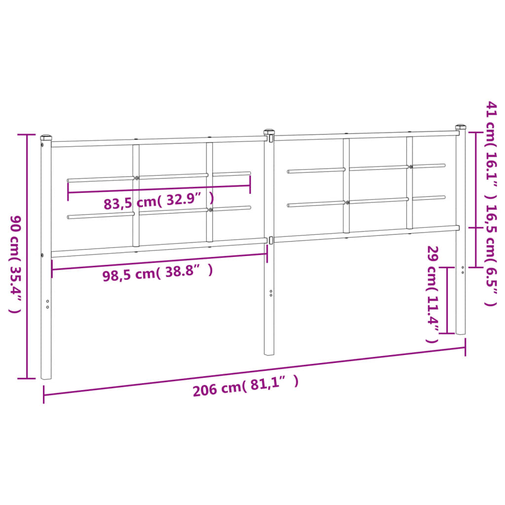 vidaXL Cabecero de metal blanco 200 cm